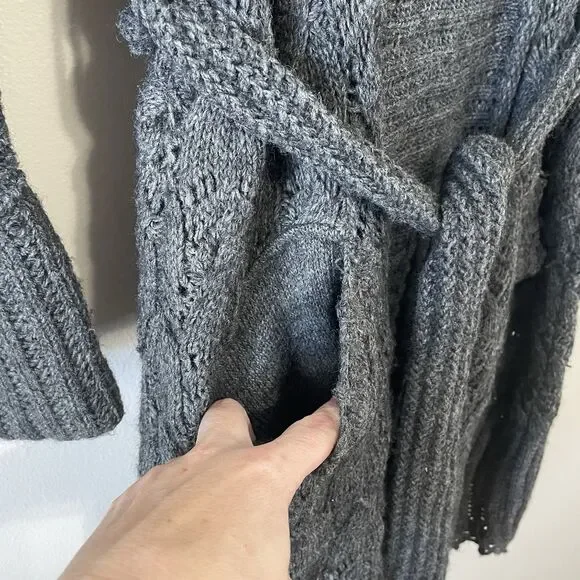 Odd Molly Long Cardigan Sweater S (1)  Gray Wool Alpaca Blend 767 Tie Waist - Picture 4 of 15